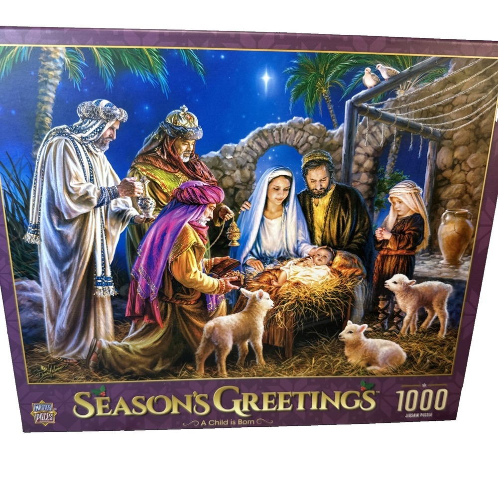 MasterPieces Season's Greetings A Child Is Born 1000 Piece Puzzle NEW